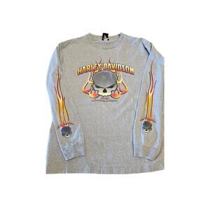 Y2K Harley Davidson skull with flames long sleeve size large shirt Lincoln, ND